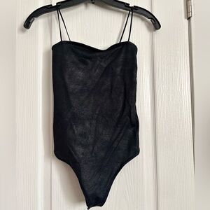 Basic Abercrombie & Fitch shiny black bodysuit